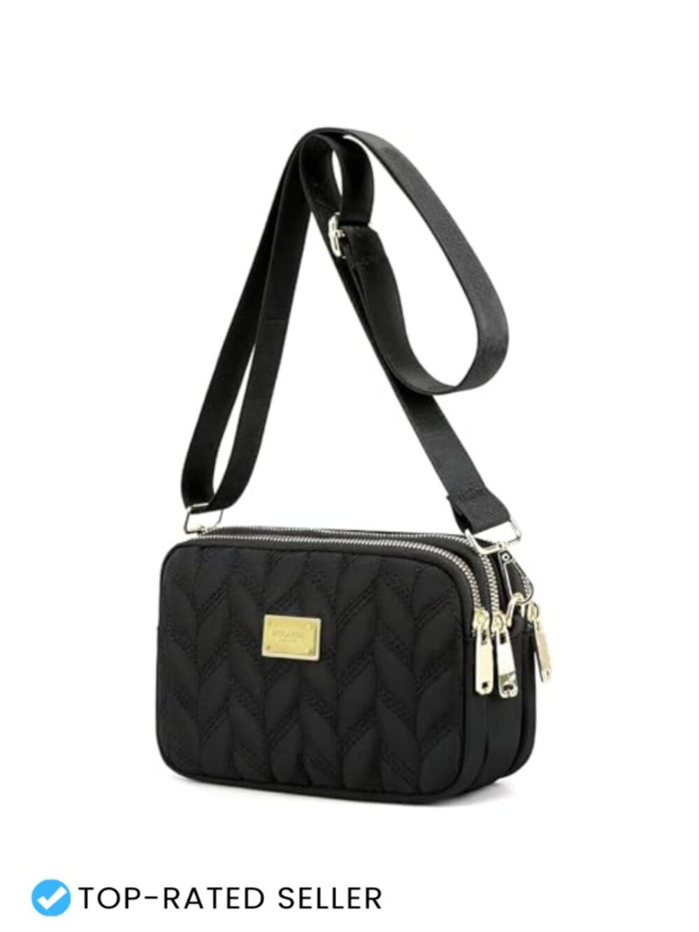 Nylon Quilted Crossbody Bag Small Water-Resistant Adjustable Strap
